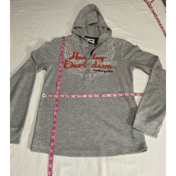 Women's Medium Harley-Davidson Grey with Orange Hoodie - Picture 3 of 3